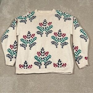 Orvis Vintage Hand‎ Knit Thick Sweater Cream Women's Large